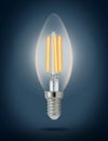 LED filament light bulb (E14) Royalty Free Stock Photo