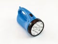 LED Flashlight with blue plastic case on a white background