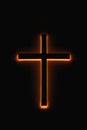 A led glowing church cross light in night Royalty Free Stock Photo