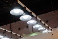 Led hanging lighting in office Royalty Free Stock Photo