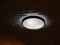 LED lamp in the dark. Ceiling Round