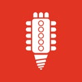 The led lamp icon. Lamp and bulb, lightbulb, CFL, luminodiode symbol.UI. Web. Logo. Sign. Flat design. App.