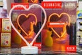 LED lamp in the shape of a heart for the celebration of February 14 Valentine's Day. February 10, 2022 Beltsy