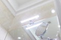 LED light above the washbasin mirror, cosmetic makeup mirror Royalty Free Stock Photo