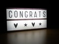 LED light box congrats congratulations sign Royalty Free Stock Photo