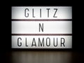 LED light box glitz and glamour sign Royalty Free Stock Photo
