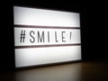 LED light box hashtag smile message Royalty Free Stock Photo