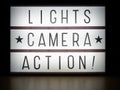 LED light box lights camera action message board Royalty Free Stock Photo