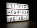 LED light box lights camera action sign Royalty Free Stock Photo
