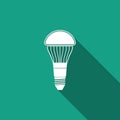 LED light bulb icon isolated with long shadow. Economical LED illuminated lightbulb. Save energy lamp Royalty Free Stock Photo