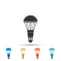 LED light bulb icon isolated on white background. Economical LED illuminated lightbulb. Save energy lamp. Set elements Royalty Free Stock Photo