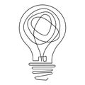 LED light bulb, illustration, new technology light bulbs Minimalist. Vector continuous line drawing, isolated on white background Royalty Free Stock Photo