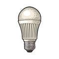 LED light bulb lamp. Vector vintage engraving on white background Royalty Free Stock Photo