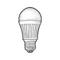 LED light bulb lamp. Vector vintage engraving on white background Royalty Free Stock Photo