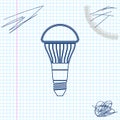 LED light bulb line sketch icon isolated on white background. Economical LED illuminated lightbulb. Save energy lamp Royalty Free Stock Photo