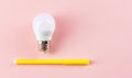 LED light bulbs on pink background. energy saving concept Royalty Free Stock Photo
