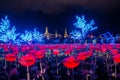 LED light decorations in Bangkok to celebrate the Coronation of King Rama X Royalty Free Stock Photo