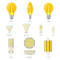 LED light lamp bulbs vector colorful icon set Royalty Free Stock Photo