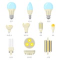 LED light lamp bulbs vector colorful icon set Royalty Free Stock Photo