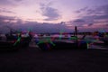 LED Light Painting with Thai traditional fishing boat waiting for water Royalty Free Stock Photo