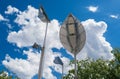 LED light on street with cloud blue sky, free space for text. Royalty Free Stock Photo