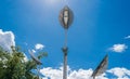 LED light on street with cloud blue sky, free space for text. Royalty Free Stock Photo