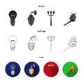 LED light, street lamp, match.Light source set collection icons in black,flat,outline style vector symbol stock Royalty Free Stock Photo