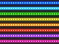 LED light strip. Realistic colorful ribbon with glowing effect, green red blue yellow purple and violet illuminated Royalty Free Stock Photo