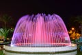 A LED lighted fountain near Mediterranean Sea shore.