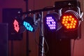 LED forstage professional lighting device colored. Led lights for disco. Royalty Free Stock Photo