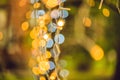 LED lights garland, colorful light bulbs on a bokeh background Royalty Free Stock Photo