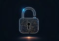LED-lit circuit lock design on a dark background. Royalty Free Stock Photo