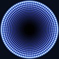 LED mirror abstract round background. Blue blazing lights fading to the center.