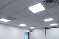 Led panel lamp on modern office ceiling Royalty Free Stock Photo