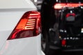 LED rear lights and car design closeup of nev Volkswagen Tiguan, model 2023