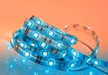 Led shining diode lights. Strip. Royalty Free Stock Photo