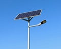 Led solar cell street light on sky background. Royalty Free Stock Photo
