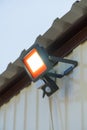 Led spotlight with motion sensor. Place for your text. Royalty Free Stock Photo