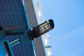 LED street light post with solar cell panel Royalty Free Stock Photo