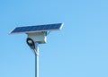 LED street light with solar cell on clear sky Royalty Free Stock Photo