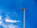 LED street lighting pole on blue sky background