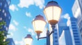The LED streetlights that light the path signify energy-efficient and sustainable illumination. Royalty Free Stock Photo