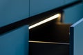 Light diagonal. Drawer close up. Minimal kitchen Royalty Free Stock Photo