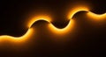 LED strip light forms a wavy pattern against a dark background, Royalty Free Stock Photo