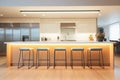 led strip lights around a sleek kitchen island