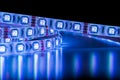 Led strip lights, blue color Royalty Free Stock Photo