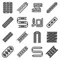 Led strip lights icons set, outline style Royalty Free Stock Photo