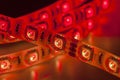 Led strip lights, red color, close up Royalty Free Stock Photo