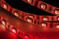 Led strip lights rgb, red color Royalty Free Stock Photo