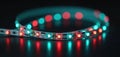 LED strip with multicolored diodes. Technology, lighting, decoration element for design. Electric light, glow, radiant. Backlit Royalty Free Stock Photo